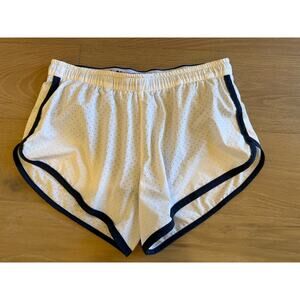 Psycho Bunny Mens Athletic Shorts White Polka Dot Size medium Stretch Lined gym